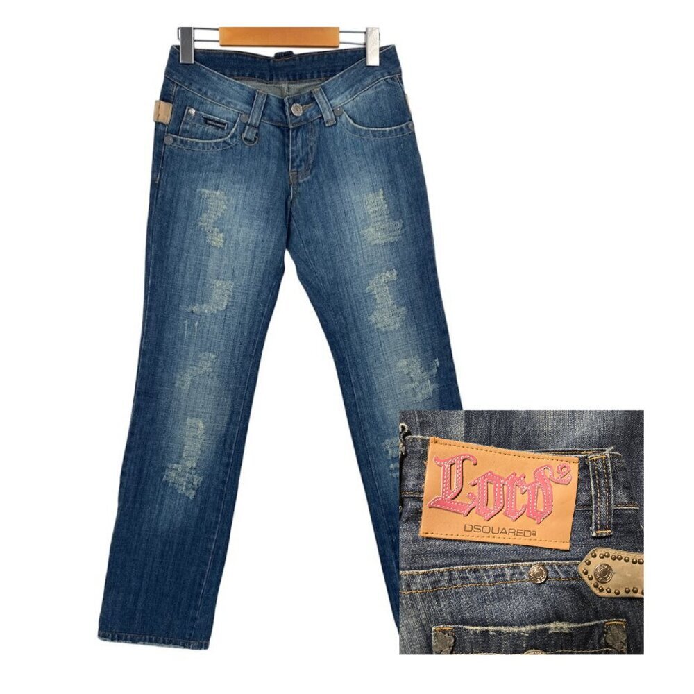 Dsquared2 Lord Low Rise Jeans IT42 Women Slim Distressed 28x31 Italy